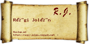 Régi Jolán névjegykártya