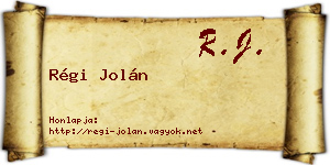 Régi Jolán névjegykártya